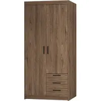 Masseno Drehtürenschrank ELENORA 90 cm Kleiderschrank Schlafzimmer Schrank 2-türig Braun