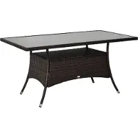 Youjia Esstisch Gartentisch Polyrattan Glastisch 150x85x74cm, Sicherheitsglas Braun Schwarz, ideal für Garten & Terrasse