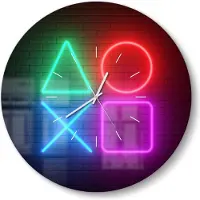 DEQORI Glasuhr Ø50 cm Modern 'Playstation Elemente' Wanduhr Glas Uhr Design leise