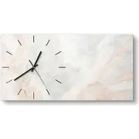 DEQORI Glasuhr 60x30 cm Modern 'Marmorsteinstruktur' Wanduhr Glas Uhr Design leise
