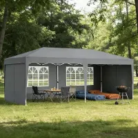 NaiZy Faltpavillon 3x6 m wasserdicht UV-beständig mit 6 Seitenwänden (4 Fenster, 2 Türen), robustes Party- & Gartenzelt mit Tasche – Grau