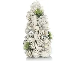 COM-FOUR® Deko-Weihnachtsbaum - dekorativer kleiner Schmuckbaum - tolle Tischdeko in Weiß mit Glitzer- optimal für die Adventszeit
