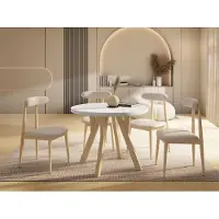 WFL GROUP Runder Ausziehbarer Esstisch im Loft-Stil – Industrieller Tisch mit Holzbeinen – Platzsparender Tisch für Wohnzimmer – Weiß – 80 bis 160 cm