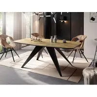 WFL GROUP Ausziehbarer Esstisch im Loft-Stil - Industrieller Tisch mit Schwarzen Metallbeinen - Modernes Design für Wohnzimmer - 180 cm Ausziehbar auf 220 cm - Lancelot Eiche