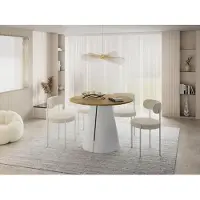 WFL GROUP Esstisch Rund Ausziehbar im Loft-Stil – 100 bis 180 cm – Industrieller Platzsparender Tisch mit Weißen Konischem Metallbeinen für 5 bis 8 Personen, Esszimmer – Eiche Hell Braun