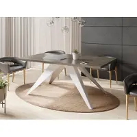 WFL GROUP Esstisch Venus im Modern Still, Rechteckig Tisch - Ausziehbar von 140 cm bis 240 cm, Pulverbeschichtete Weiße Metallbeine - 140 x 80 cm - Chicago Beton Grau
