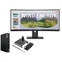 Lenovo ThinkCentre M75q G5 A7 16 512 + ThinkVision T34WD-40 34 UWQHD Docking AMD Ryzen 7 PRO 8700GE Prozessor 3,65 GHz bis zu 5,10 GHz, Windows 11 Pro 64, 512 GB SSD M.2 2280 PCIe 4.0 TLC Opal