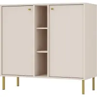 Masseno Kommode TORINO 100 cm Sideboard und 2 Türen für Wohnzimmer Schlafzimmer Modern 100x41x95 cm Beige / Beige
