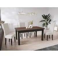 WFL GROUP Moderner Rechteckiger Ausziehbarer Esstisch - Platzsparend - Schwarze Holzbeine - 140 bis 180 cm - Hergestellt in EU - 140 x 80 cm - Arvadonna Chestnut