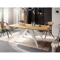 WFL GROUP Ausziehbarer Esstisch im Loft-Stil - Industrieller Tisch mit Weißen Metallbeinen - Modernes Design für Wohnzimmer - 160 cm Ausziehbar auf 200 cm - Craft Eiche