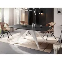 WFL GROUP Ausziehbarer Esstisch im Loft-Stil - Industrieller Tisch mit Weißen Metallbeinen - Modernes Design für Wohnzimmer - 160 cm Ausziehbar auf 200 cm - Schwarz