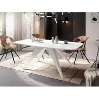 WFL GROUP Ausziehbarer Esstisch im Loft-Stil - Industrieller Tisch mit Weißen Metallbeinen - Modernes Design für Wohnzimmer - 160 cm Ausziehbar auf 200 cm - Weiß