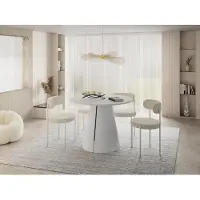WFL GROUP Esstisch Rund Ausziehbar im Loft-Stil – 120 bis 200 cm – Industrieller Platzsparender Tisch mit Weißen Konischem Metallbeinen für 6 bis 10 Personen, Esszimmer – Weiß
