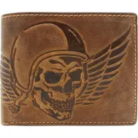 Jockey Club echt Leder Geldbörse Hunterleder Portemonnaie Totenkopf Schädel mit RFID Schutz
