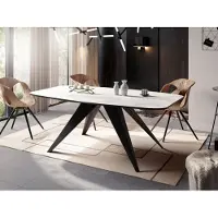 WFL GROUP Ausziehbarer Esstisch im Loft-Stil - Industrieller Tisch in Weißer Marmoroptik mit Schwarzen Metallbeinen - Modernes Design für Wohnzimmer - 160 cm Ausziehbar auf 200 cm - Marmor Weiß