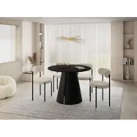 WFL GROUP Esstisch Rund Ausziehbar im Loft-Stil – 100 bis 180 cm – Industrieller Platzsparender Tisch mit Schwarzen Konischem Metallbeinen für 5 bis 8 Personen, Esszimmer – Marmor Schwarz