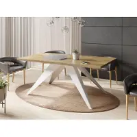 WFL GROUP Esstisch Venus im Modern Still, Rechteckig Tisch - Ausziehbar von 140 cm bis 240 cm, Pulverbeschichtete Weiße Metallbeine - 140 x 80 cm - Lancelot Eiche