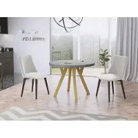 WFL GROUP Designer Runder Ausziehbarer Esstisch - Loft-Stil, Industriell, Platzsparend - Goldene Beine - 100 bis 200 cm - für 6-8 Personen - Hergestellt in EU - Beton Grau - 200 cm