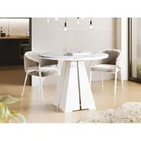 WFL GROUP Runder Ausziehbarer Esstisch mit Weißem Metallgestell - Moderner Industrieller Tisch in Weißer Marmoroptik für Esszimmer oder Küche - 120 cm bis 200 cm - EU - Marmor Weiß