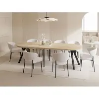 WFL GROUP Esstisch Rund Groß XXL Ausziehbar im Loft-Stil – 100 bis 250 cm – Extra Lang Ausziehtisch mit Schwarzen Holzbeinen, Industrieller Tisch für 5-14 Personen – Esszimmertisch – Eiche Hell Braun
