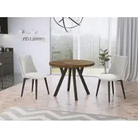 WFL GROUP Designer Runder Ausziehbarer Esstisch - Loft-Stil, Industriell, Platzsparend - Schwarze Beine - 100 bis 150 cm - für 5-8 Personen - Hergestellt in EU - Lefkas Eiche - 150 cm