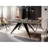 WFL GROUP Ausziehbarer Esstisch im Loft-Stil - Industrieller Tisch mit Schwarzen Metallbeinen - Modernes Design für Wohnzimmer - 160 cm Ausziehbar auf 200 cm - Chicago Beton Grau