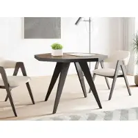 WFL GROUP Moderner Runder Ausziehbarer Esstisch Diamond mit Schwarz Holzbeinen – Erweiterbar bis 200 cm, ideal für 4 bis 8 Personen - Loft-Stil Tisch für Esszimmer oder Küche - Arvadonna Chestnut