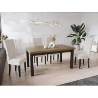 WFL GROUP Moderner Rechteckiger Ausziehbarer Esstisch - Platzsparend - Schwarze Holzbeine - 120 bis 160 cm - Hergestellt in EU - 120 x 80 cm - Lefkas Eiche