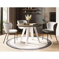 WFL GROUP Esstisch Glory Weiß im Industriestil - Modern, Rund - Ausziehbar von 100 cm bis 140 cm, Pulverbeschichtete Metallbeine - Lefkas Eiche