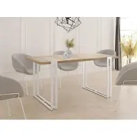 WFL GROUP Ausziehbarer Esstisch - Großer Tisch im Loft-Stil mit Weiße Metallbeinen 120 bis 220 cm - Industrietisch für das Wohnzimmer - Spacesaver - Sonoma Eiche - 120 x 80 cm
