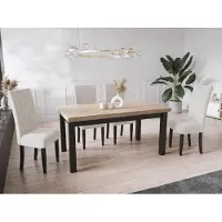 WFL GROUP Moderner Rechteckiger Ausziehbarer Esstisch - Platzsparend - Schwarze Holzbeine - 200 bis 300 cm - Hergestellt in EU - 200 x 100 cm - Sonoma Eiche