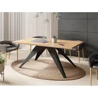 WFL GROUP Esstisch Vance im Modern Still, Rechteckig Tisch - Ausziehbar von 160 cm bis 260 cm, Pulverbeschichtete Schwarzen Metallbeine - 160 x 90 cm - Craft Eiche