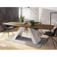 WFL GROUP Esstisch Monte Weiß im Modern Stil, Rechteckiger Tisch - Ausziehbar von 180 cm bis 220 cm, Pulverbeschichtete Weiße Metallbeine - 180 x 90 cm - Lefkas Eiche