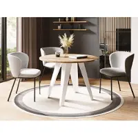 WFL GROUP Esstisch Glory Weiß im Industriestil - Modern, Rund - Ausziehbar von 90 cm bis 130 cm, mit Pulverbeschichteten Metallbeinen, Tisch für Kleine Küche - Craft Eiche