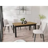 WFL GROUP Moderner Rechteckiger Ausziehbarer Esstisch - Platzsparend - Schwarze Holzbeine - 120 bis 160 cm - Hergestellt in EU - 120 x 67 cm - Lancelot Eiche