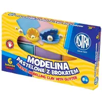 Astra Modelliermasse 6 Pastellfarben mit -Glitzer