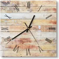 DEQORI Glasuhr 30x30 cm Römisch 'Verwitterte Geschichte' Wanduhr Glas Uhr Design leise Küchenuhr