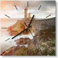 DEQORI Glasuhr 30x30 cm Modern 'Leuchtturm Wache' Wanduhr Glas Uhr Design leise Küchenuhr