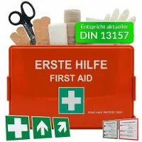 Karat Erste-Hilfe-Koffer DIN 13157:2021 Verbandkasten mit Wandhalterung und ISO-Aufklebern 1 St