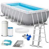 Intex 26790NP, Gerahmter Pool, Kind & Erwachsener, Leiter, Grau, 88,1 kg