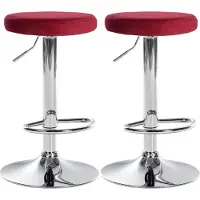 CLP 2er Set Barhocker Ponte Samt chrom rot