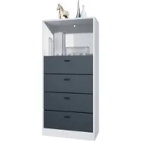 Vladon Kommode Pino V3, Germany, Anrichte mit 4 Schubladen & 1 offenem Fach, Weiß matt/Anthrazit matt ohne LED (56 x 125 x 36 cm)