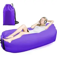Markenlos Aufblasbare Strandbank, 200 x 70 cm, aufblasbar, Outdoor, Camping, Luftbank, Camping, aufblasbar, mit tragbarer Verpackung, lila