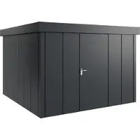 Hörmann , Metall-Gerätehaus "Juno" mit Flachdach, JFD14 - Design, 310 x 310 cm (B x T), anthrazit, 1-flüglige Tür, Anschlag rechts