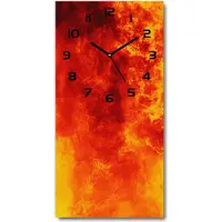 Tulup Wanduhr aus Glas – 30x60 cm - Glasbild - Glasuhr - Gehärtetes Glas -Flammen