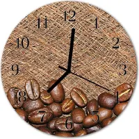 Tulup Glasuhr Wanduhr Küchenuhr Echt-Glas 30fi cm Kaffeebohnen braun
