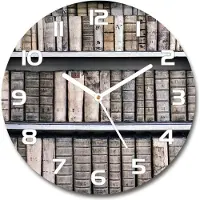 Tulup Wanduhr aus Glas 30fi Glasbild Glasuhr Gehärtetes Glas - weisse-zeiger - Bookshelf