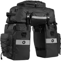 Lixada 3 in 1 Mutifunctional Bike Rear Bag Wasserdichte Fahrrad Umhängetasche Fahrrad Satteltasche Fahrrad Gepäckträger, schwarz