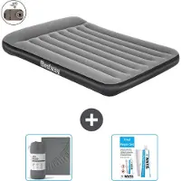 Bestway Luftmatratze - Französisches Bett - 137 x 191 x 30 cm - Grau - Inklusive Zubehör