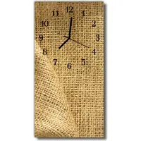 Tulup Glasuhr Wanduhr Küchenuhr Echt-Glas 30x60 Tekstilstoff Beige